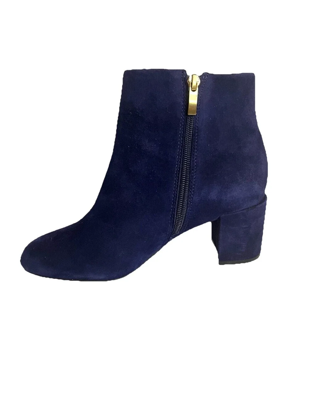Rockport Total Motion Womens 7 Blue/Black Suede Bootie Boot Block Heel Ruffle
